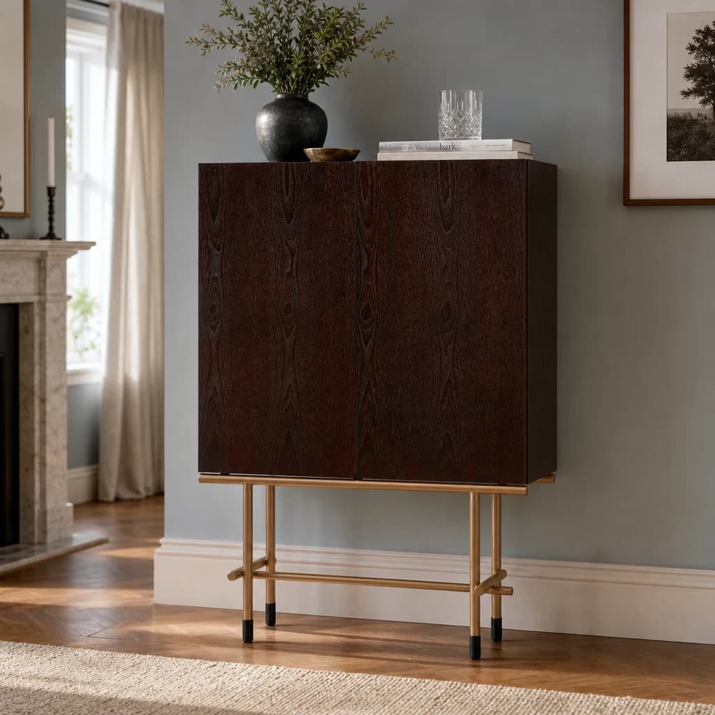 Delta Walnut Veneer Drinks Cabinet - Bookcases & shelving, photo 1 of 6