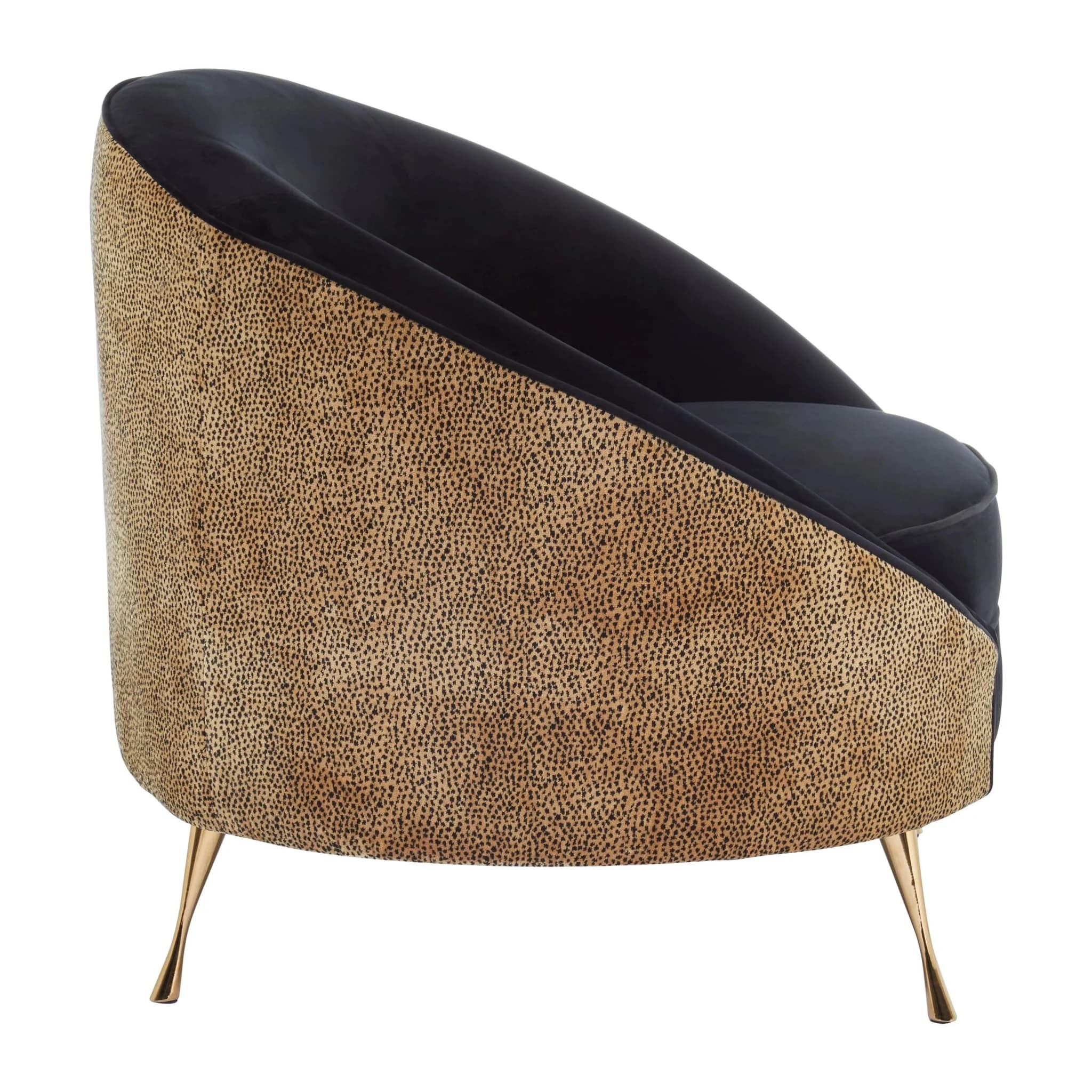 Manhattan Black Velvet and Leopard Print Cocoon Chair - Seating, photo 4 of 7