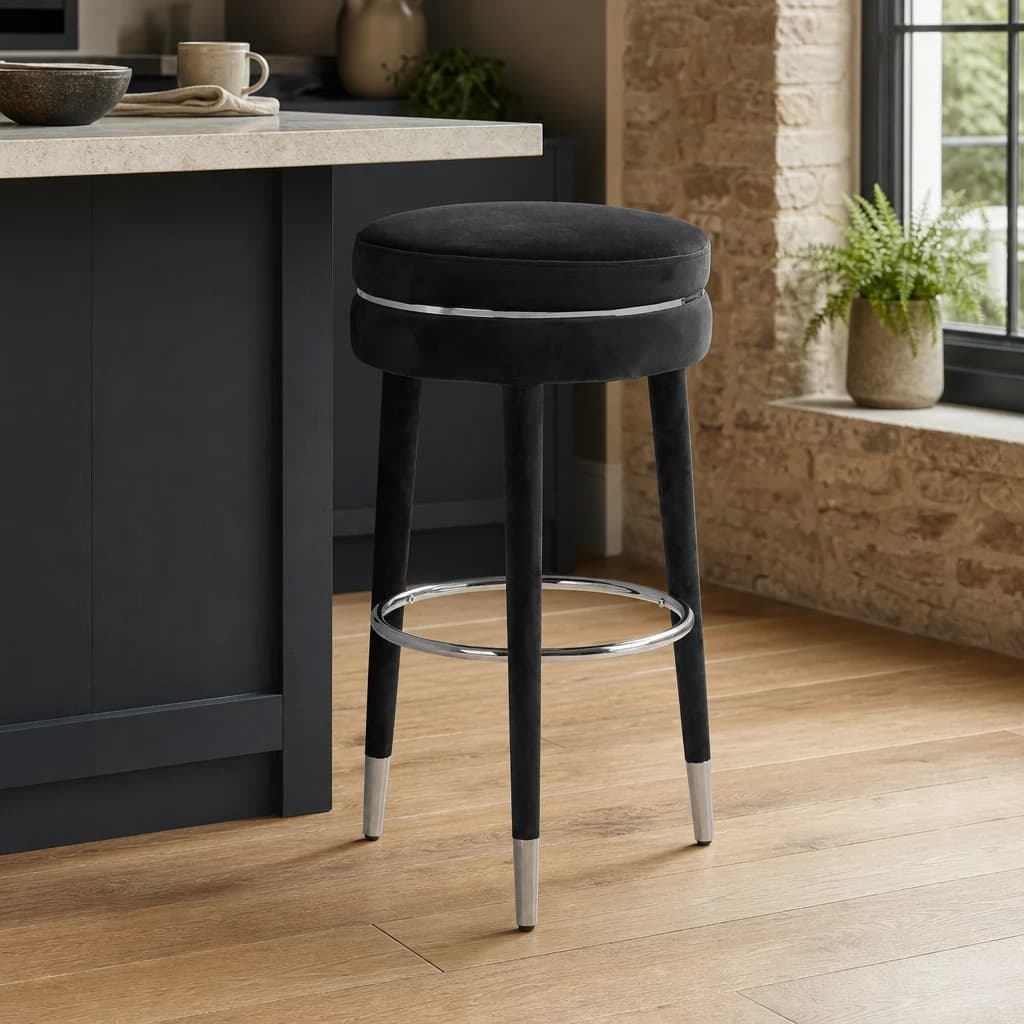 Manhattan Grey Velvet Bar Stool - Seating, photo 1 of 6