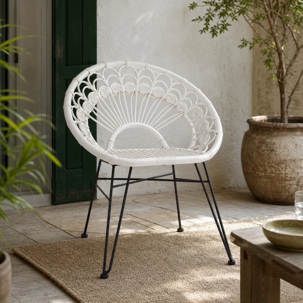 Manado White Natural Rattan Chair