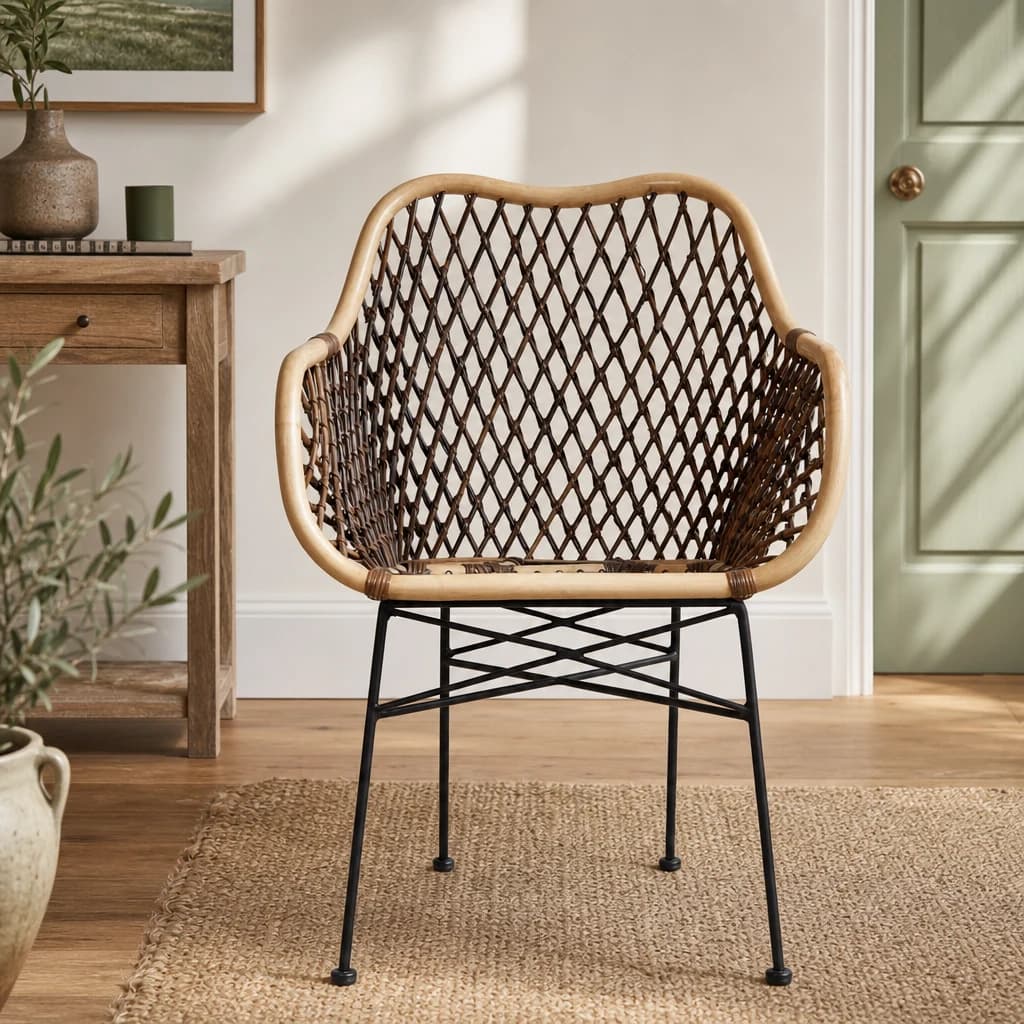 Manado Natural Rattan and Metal Chair