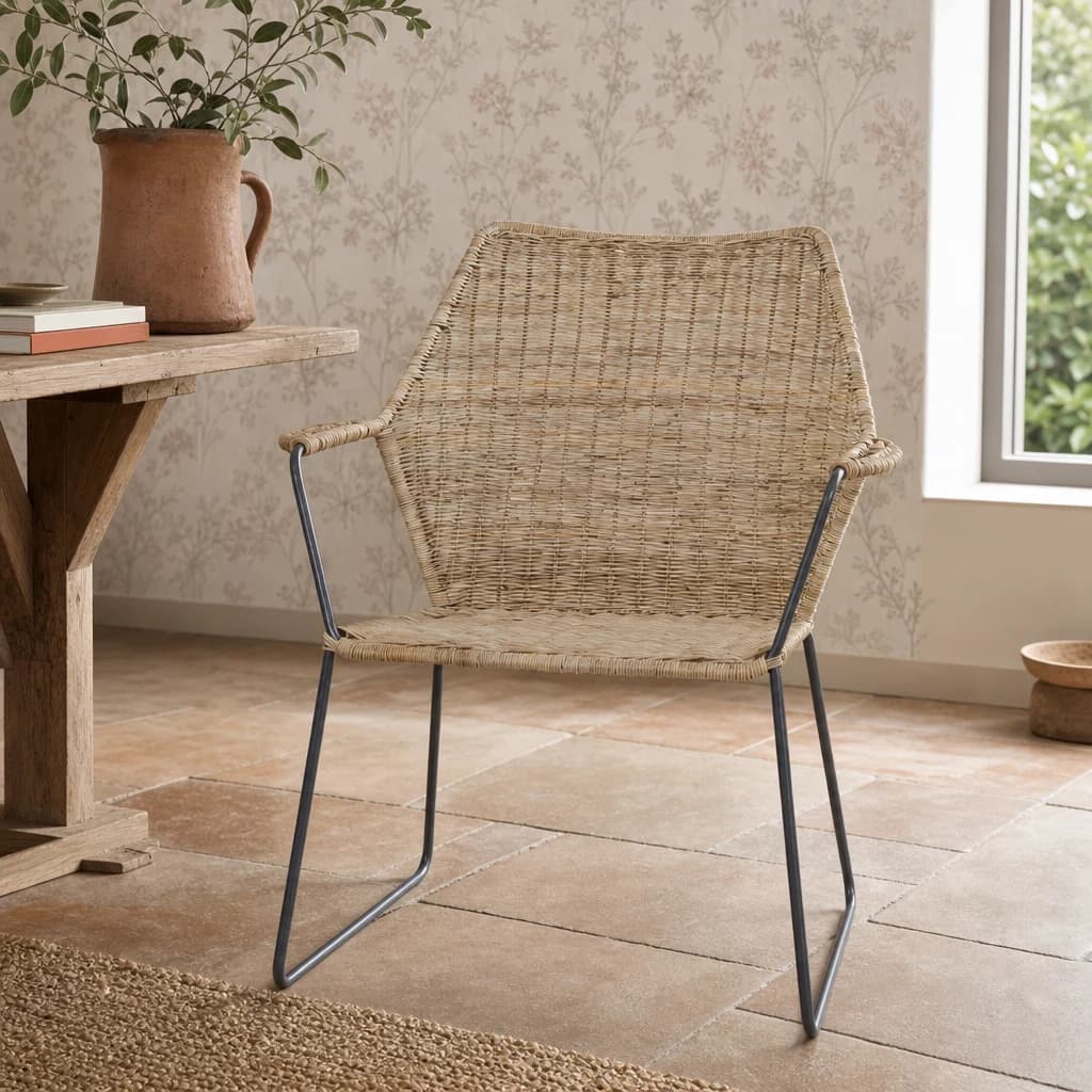Manado Angled Design Natural Rattan Chair