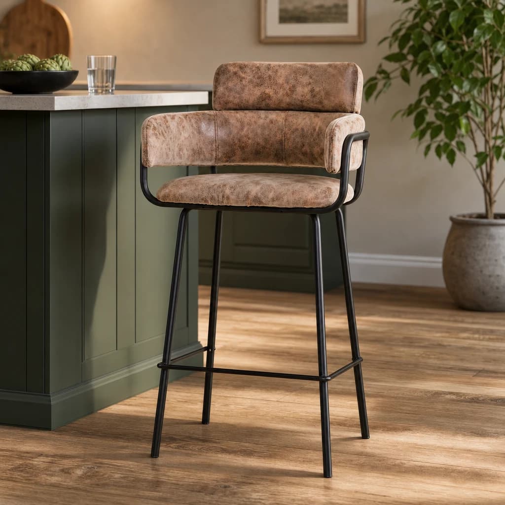 Tamzin Brown Faux Leather Bar Chair - Seating, photo 1 of 6