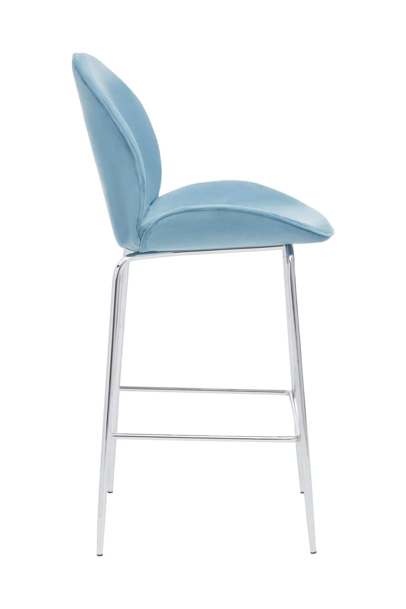 Tamzin Blue Velvet Chrome Finish Bar Chair - Seating, photo 3 of 6