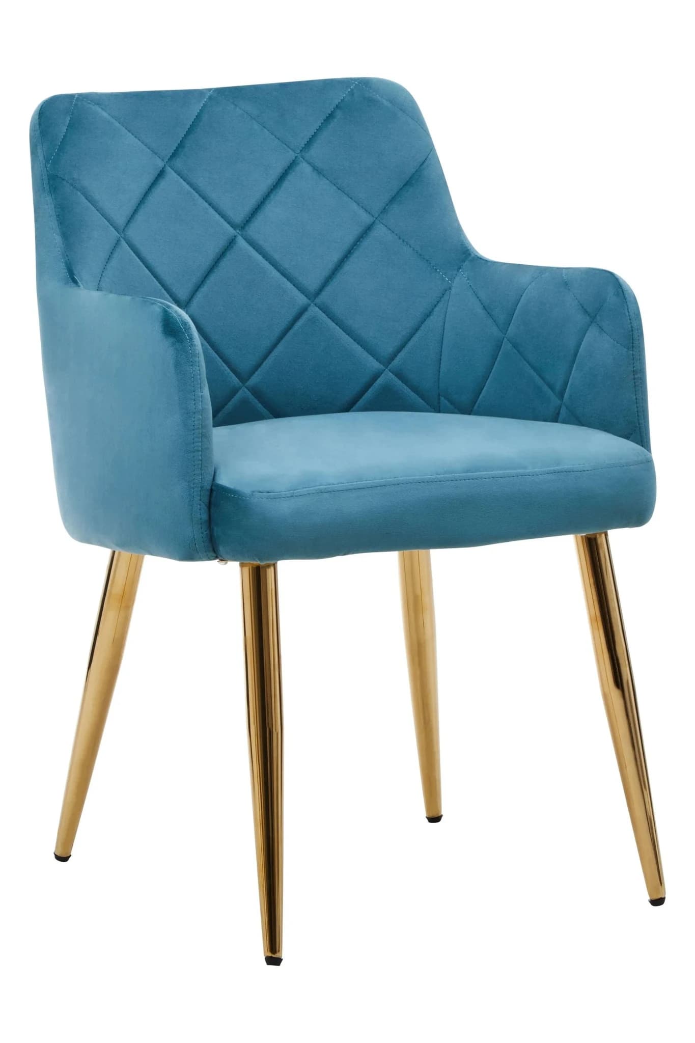 Tamzin Light Blue Velvet Quilted Dining Chair with Gold Finish Legs - Seating, photo 4 of 8
