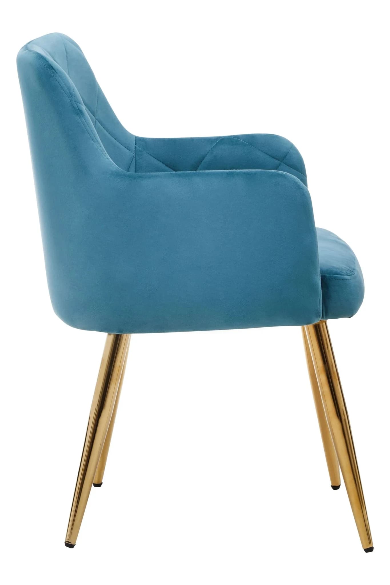 Tamzin Light Blue Velvet Quilted Dining Chair with Gold Finish Legs - Seating, photo 3 of 8
