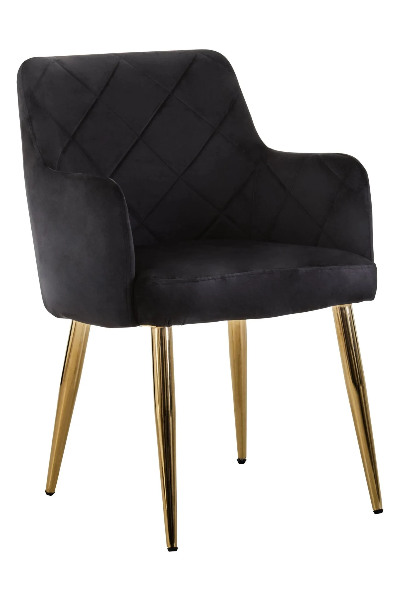 Tamzin Black Velvet Quilted Dining Chair with Gold Finish Legs - Seating, photo 4 of 6