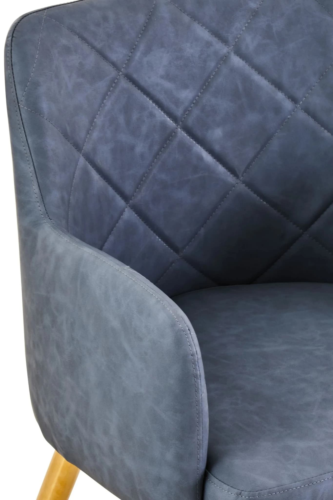 Tamzin Dark Grey Leather Effect Quilted Dining Chair with Gold Metal Legs - Seating, photo 6 of 6