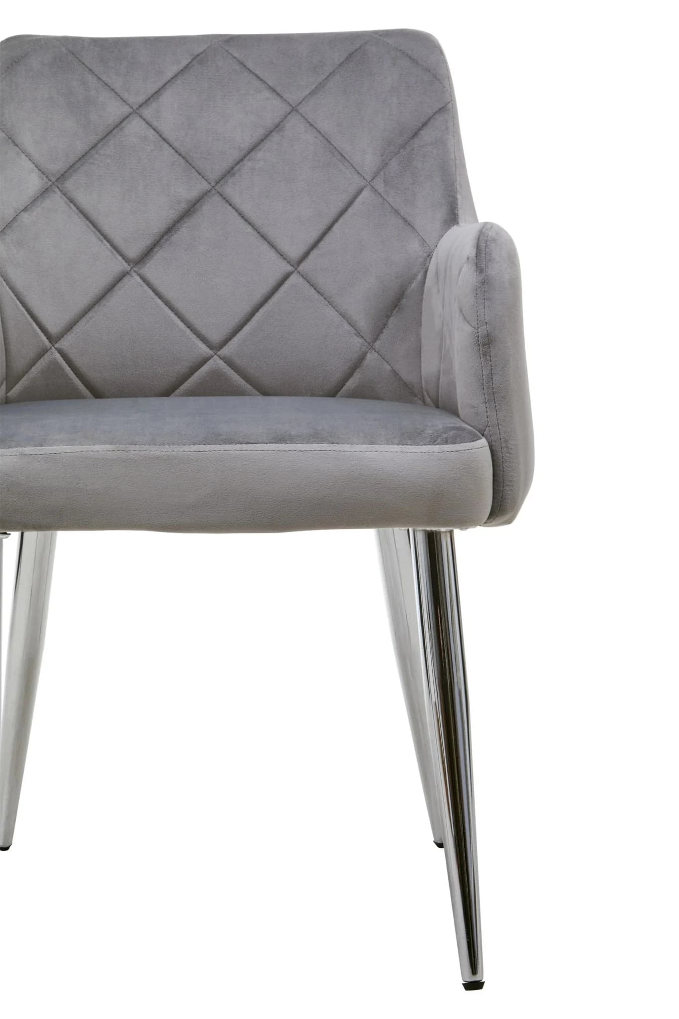 Tamzin Mink Velvet Quilted Dining Chair with Chrome Finish Legs - Seating, photo 8 of 8