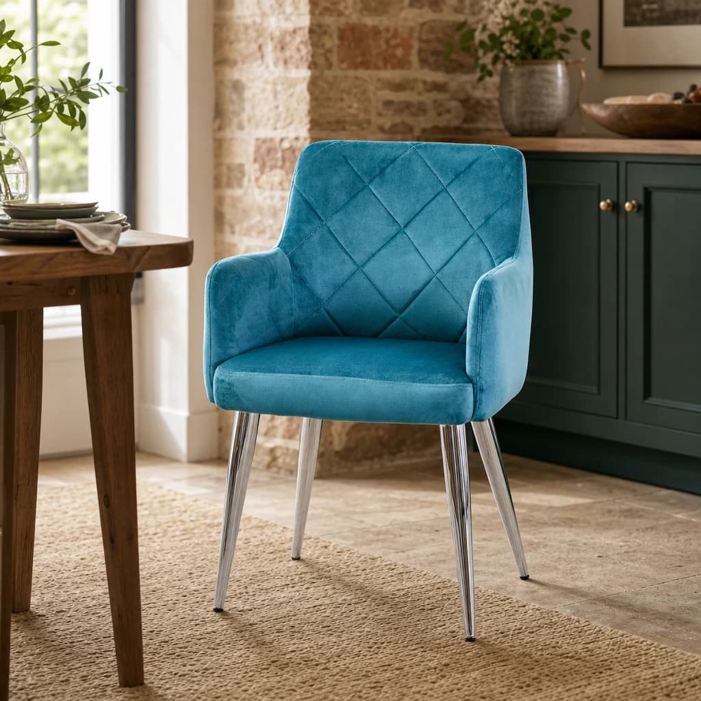 Tamzin Light Blue Splayed Dining Chair - Seating, photo 1 of 6