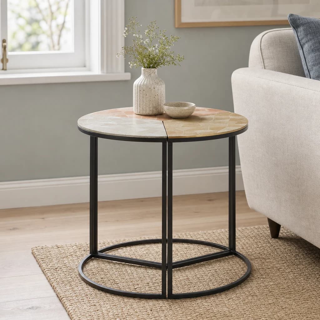 Mirano Gold Silver and Copper Set Of 3 Side Tables - Tables, photo 1 of 6