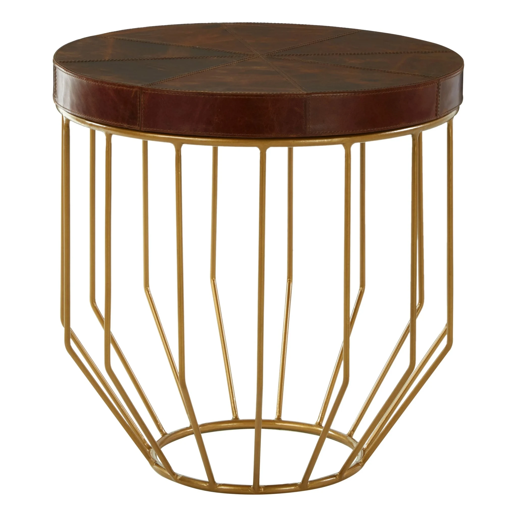 Kensington Townhouse Leather Side Table with Gold Frame - Tables, photo 2 of 2