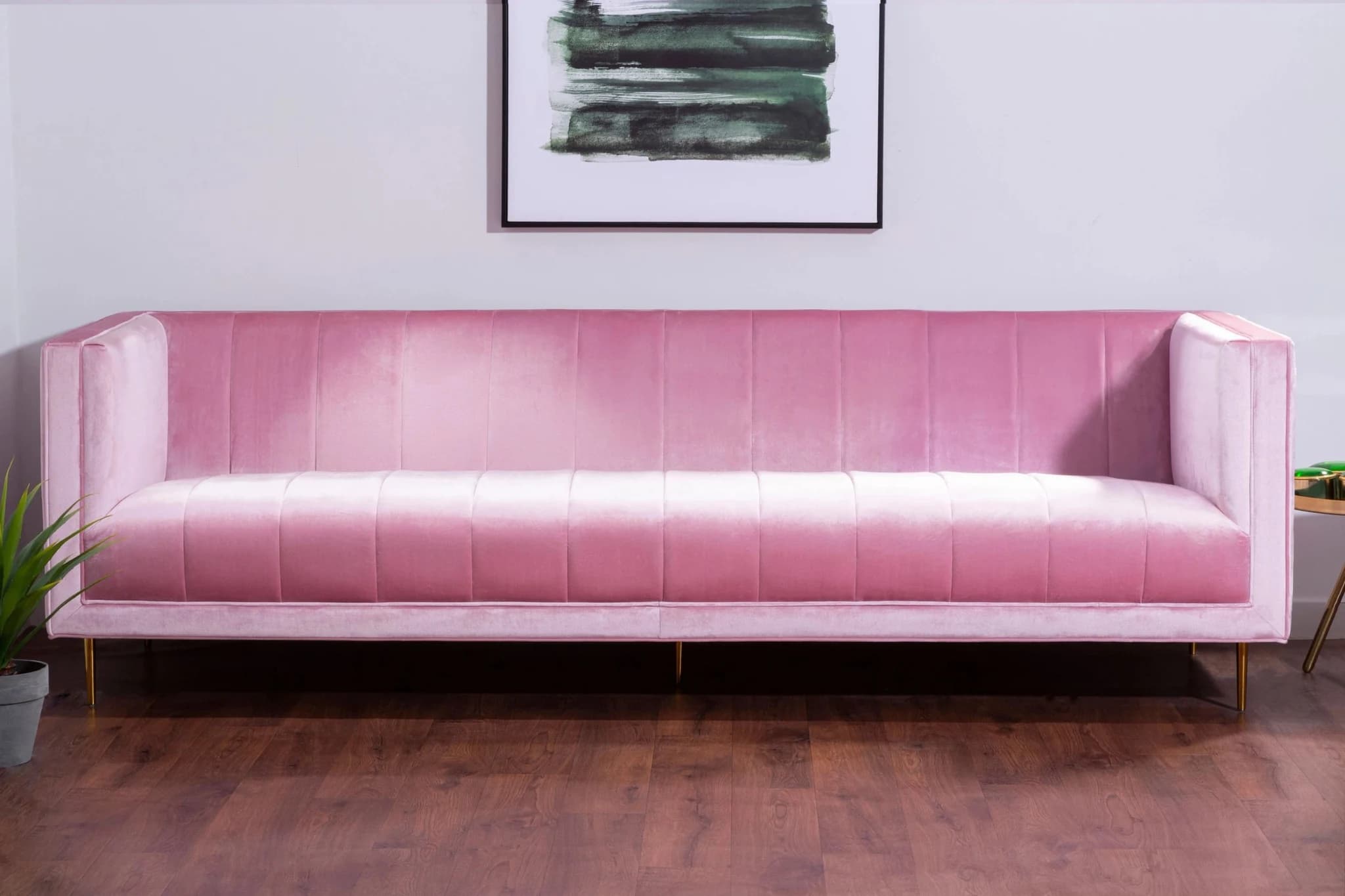 Otylia Pink Velvet 3 Seater Sofa - Seating, photo 2 of 8