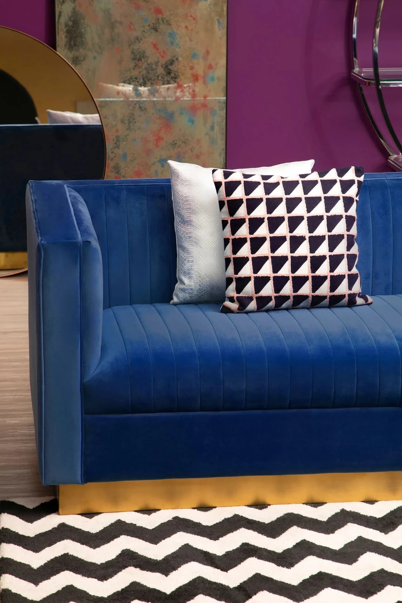 Opal 3 Seat Deep Blue Sofa - Seating, photo 3 of 8