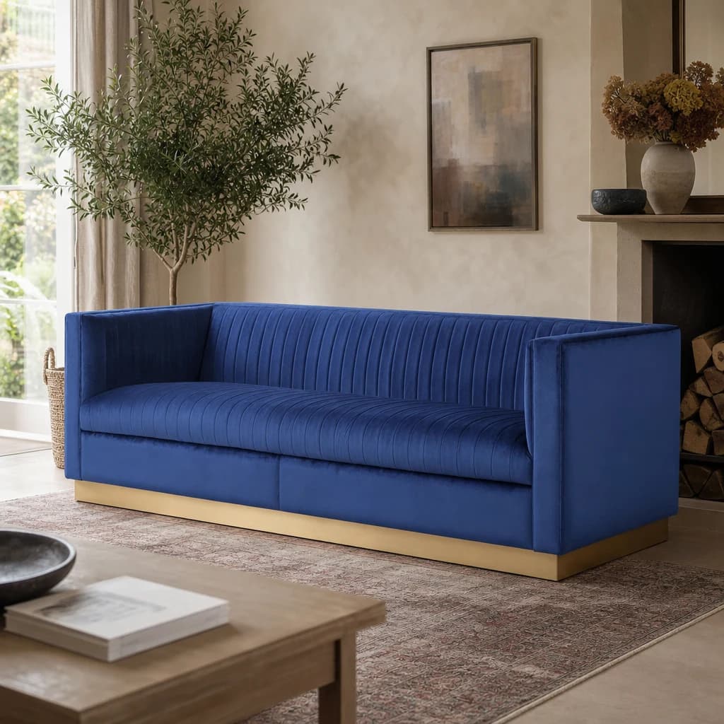 Opal 3 Seat Deep Blue Sofa - Seating, photo 1 of 8