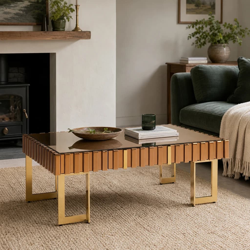 Rivoli Gold Mirrored Coffee Table with Drawer - Tables, photo 1 of 7