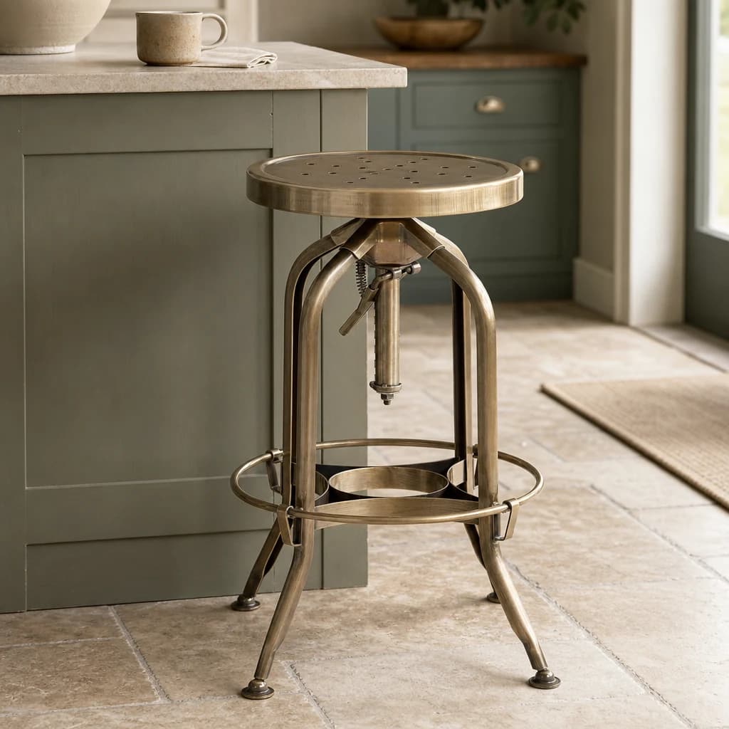 Gator Brass Finish Adjustable Bar Stool - Seating, photo 1 of 5