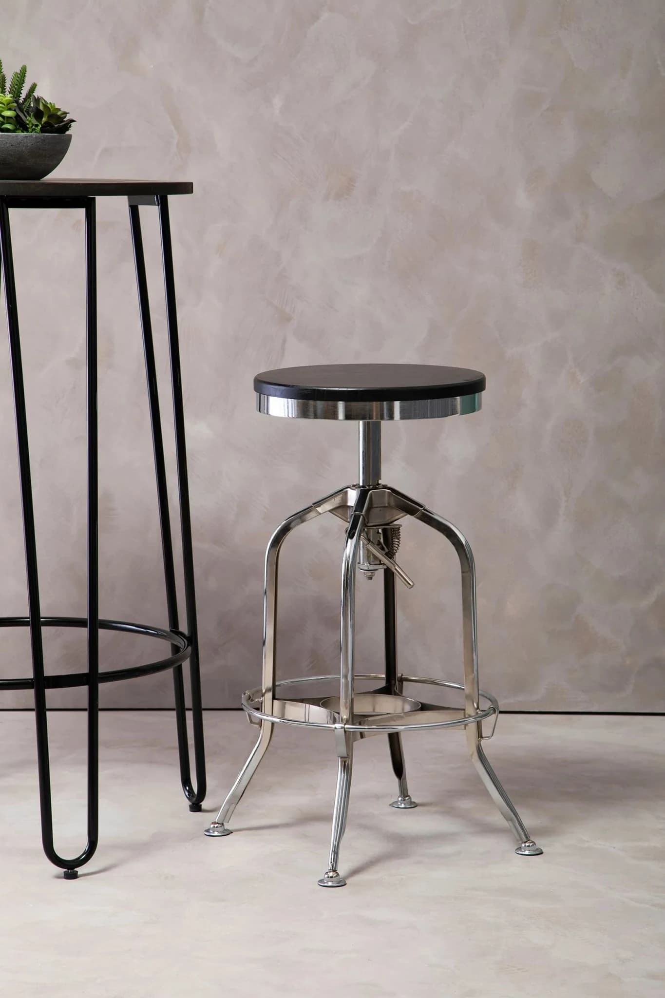 Gator Chrome and Ash Wood Adjustable Bar Stool - Seating, photo 2 of 6