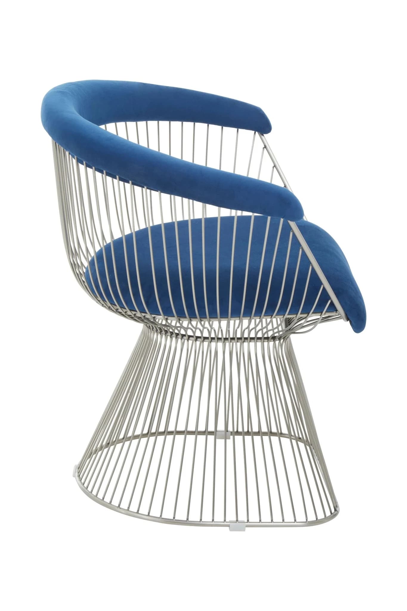 Anzio Navy Blue Velvet And Brushed Silver Chair - Seating, photo 3 of 8