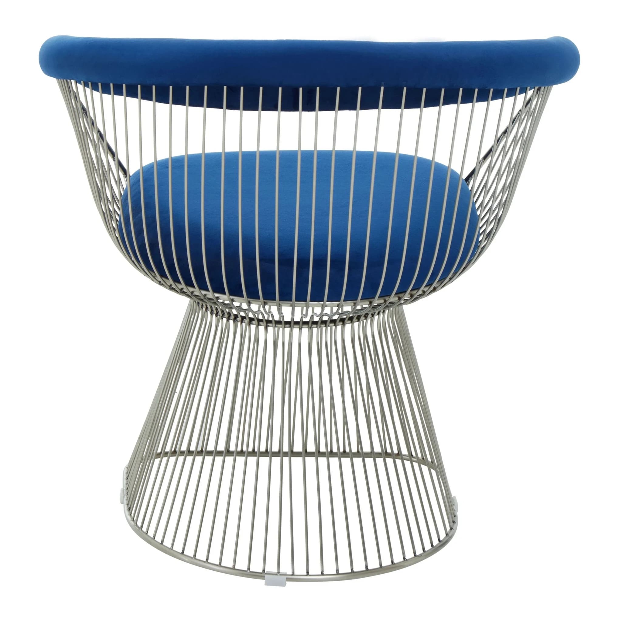 Anzio Navy Blue Velvet And Brushed Silver Chair - Seating, photo 2 of 8