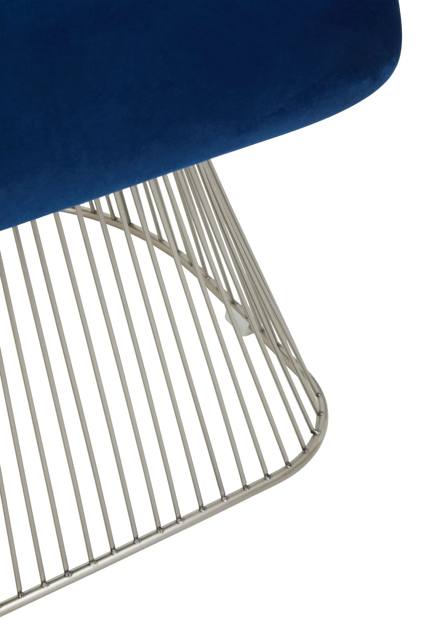Anzio Navy Blue Velvet And Brushed Silver Chair - Seating, photo 7 of 8