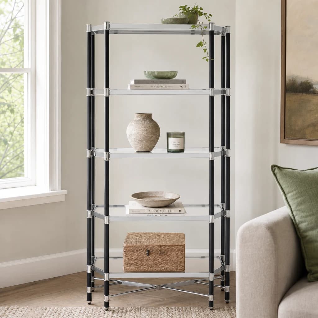 Allessi Chrome and Black Finish 5 Tier Shelf Unit - Bookcases & shelving, photo 1 of 2