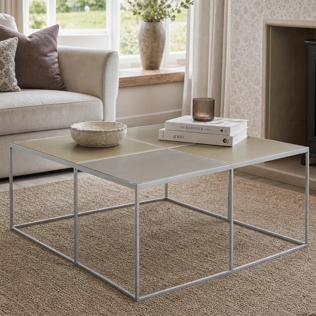Oria Brushed Silver and Gold Finish Coffee Table - Tables, photo 1 of 7