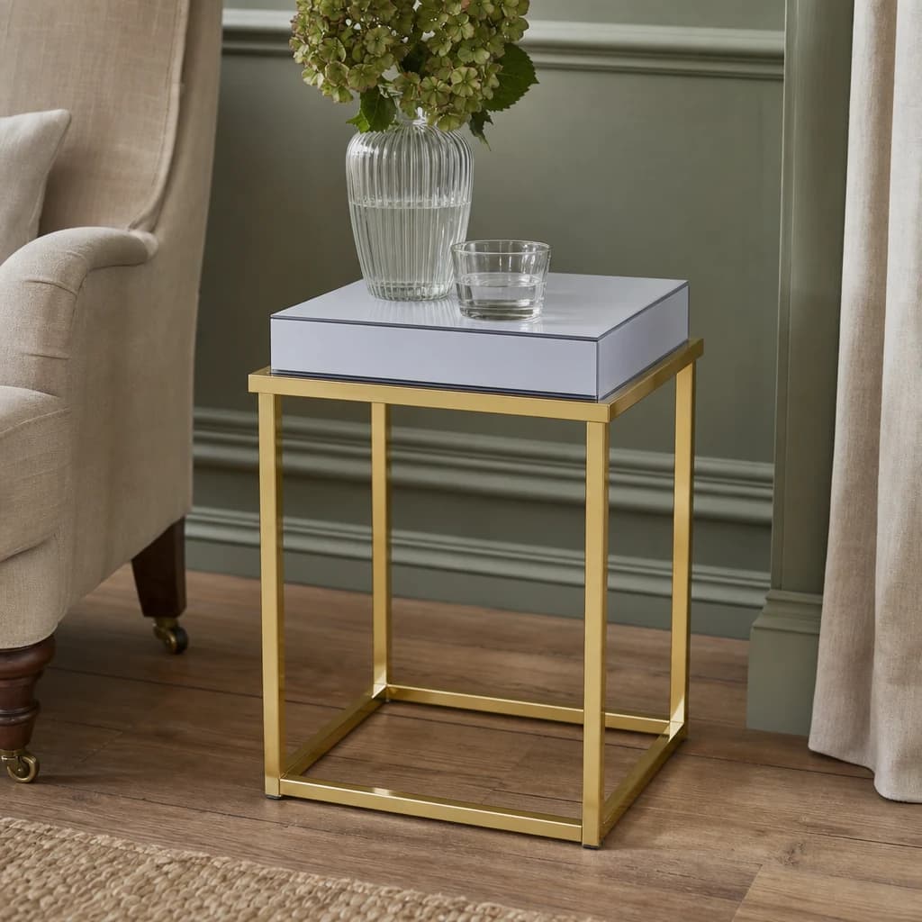 Kaso Grey Mirrored Side Table - Tables, photo 1 of 4
