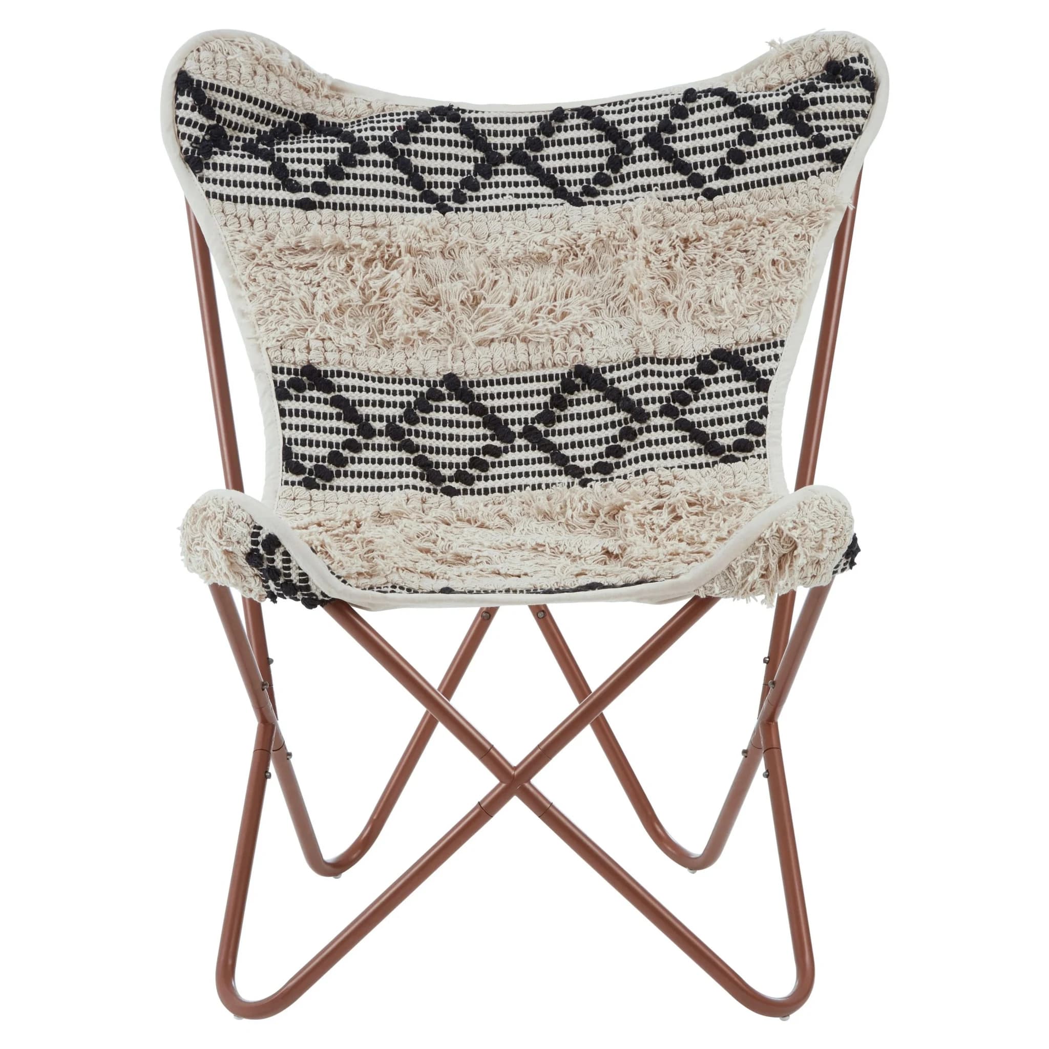 Cefena Black and White Pattern Butterfly Chair - Seating, photo 4 of 7