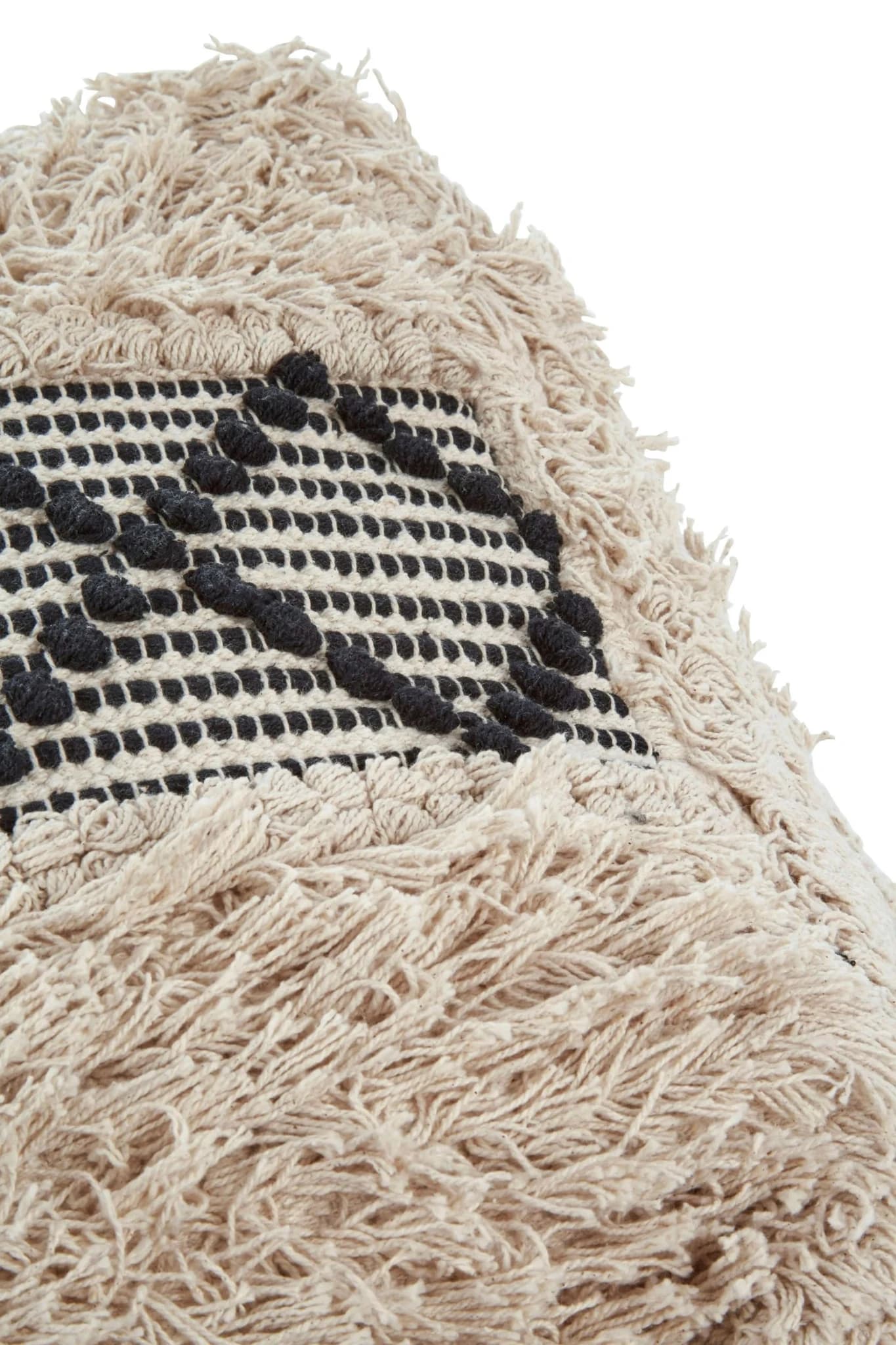 Cefena Black and White Shaggy Pouffe - Decorative, photo 3 of 5