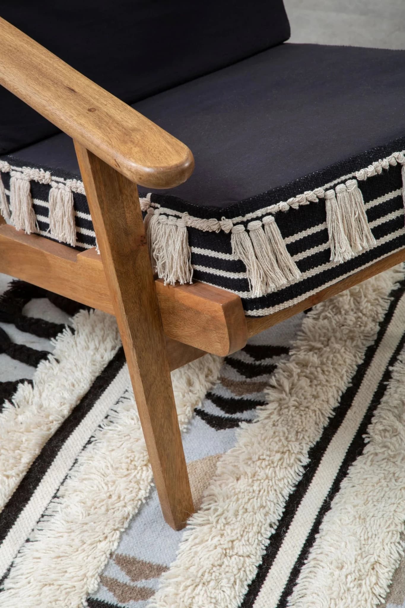Cefena Black and White Textured Fabric Lounge Chair - Seating, photo 2 of 8