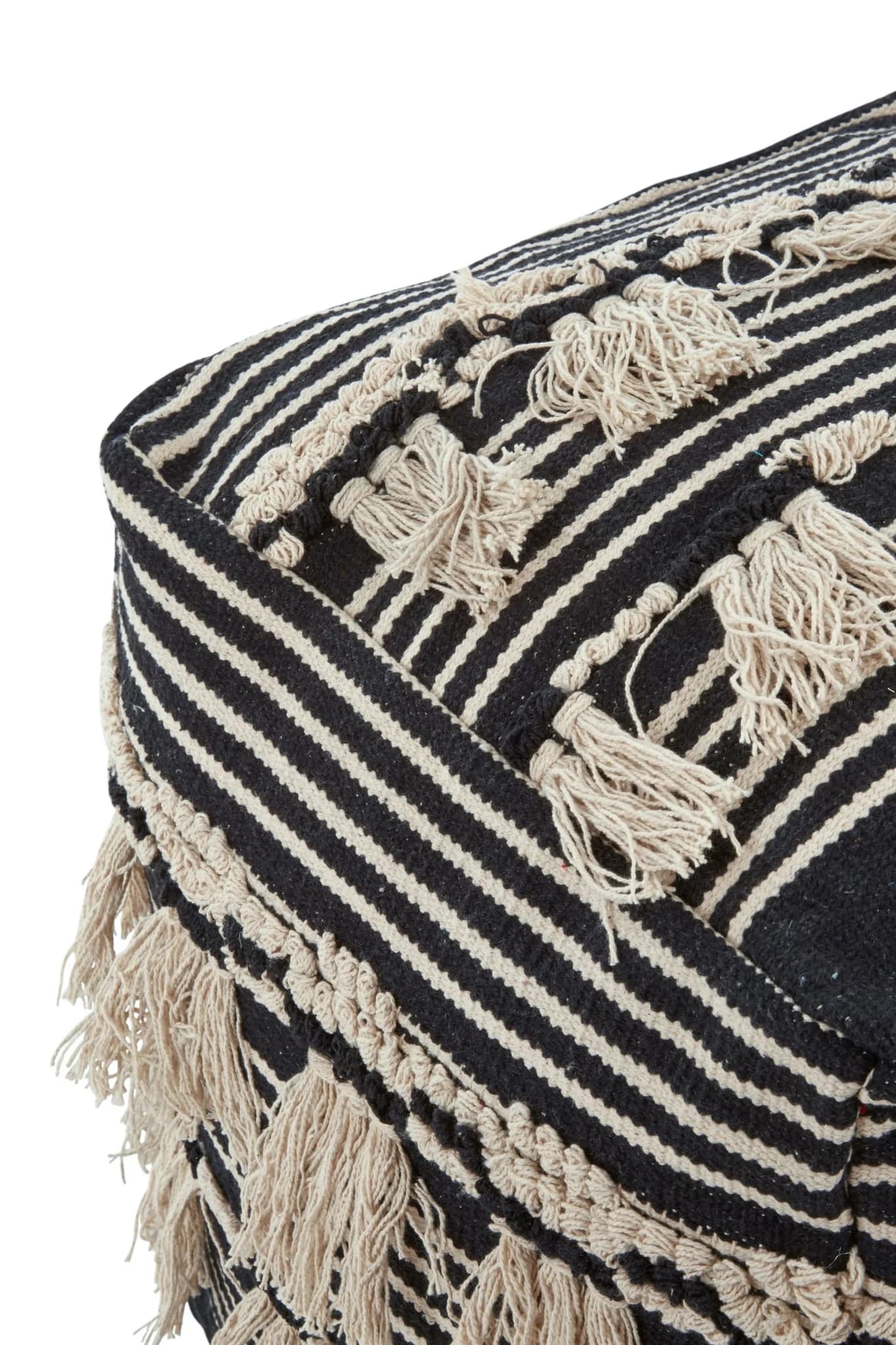 Cefena Black and White Shaggy Pouffe - Decorative, photo 6 of 6