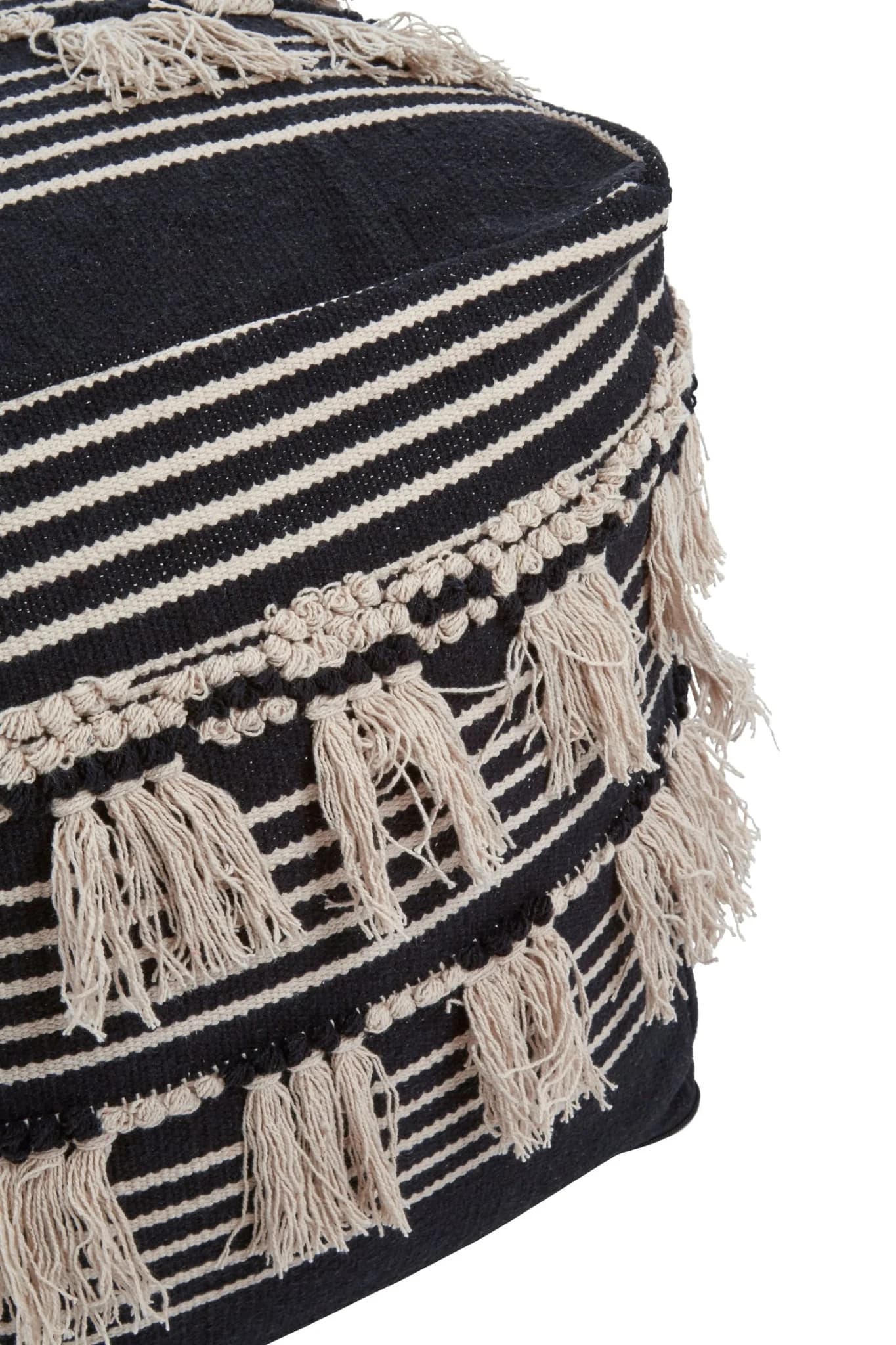 Cefena Black and White Shaggy Pouffe - Decorative, photo 5 of 6