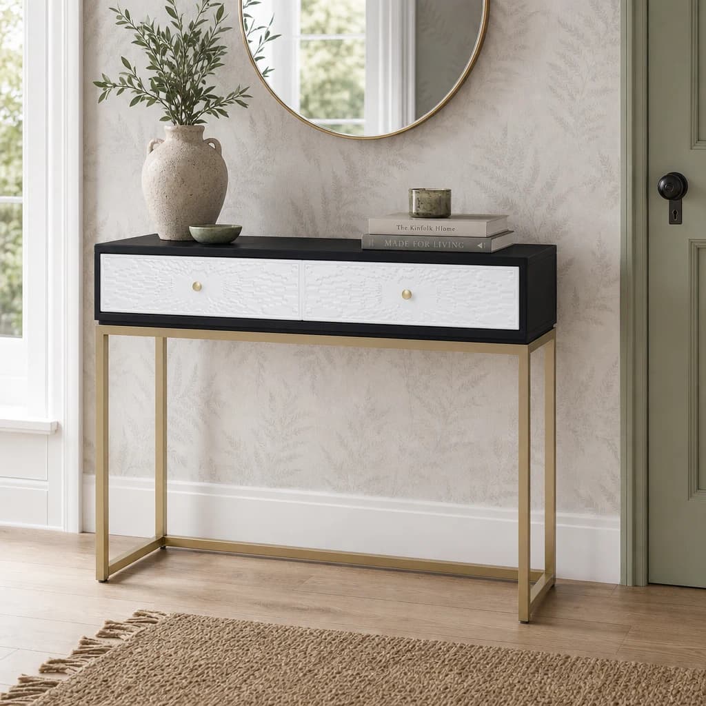 Dumas Black and White Console Table with Drawers - Tables, photo 1 of 8