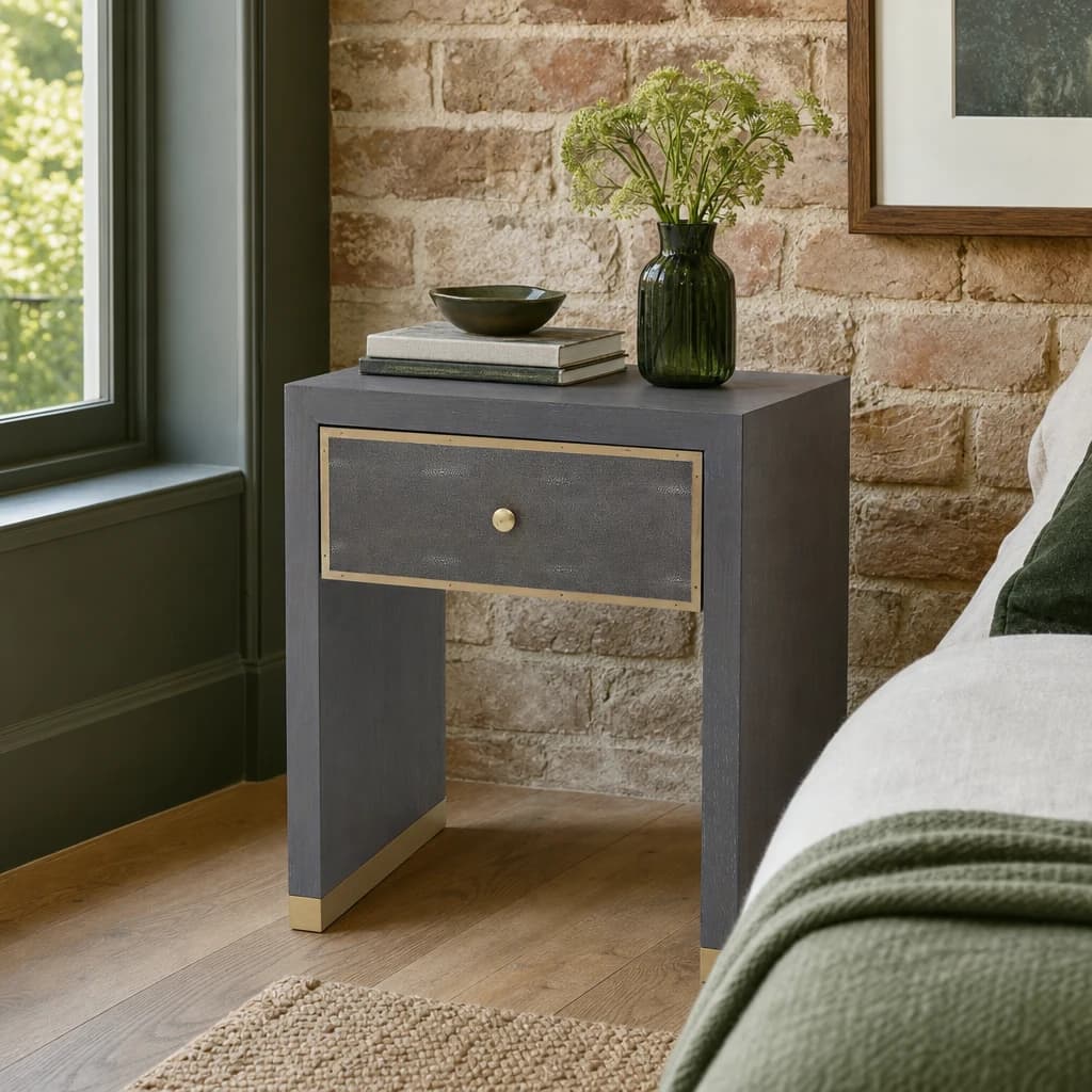 Deskey Grey Shagreen Effect One Drawer Side Table - Tables, photo 1 of 8