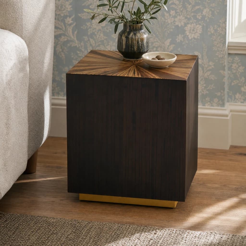 Gabelle Ebony Bamboo Square Side Table - Tables, photo 1 of 7