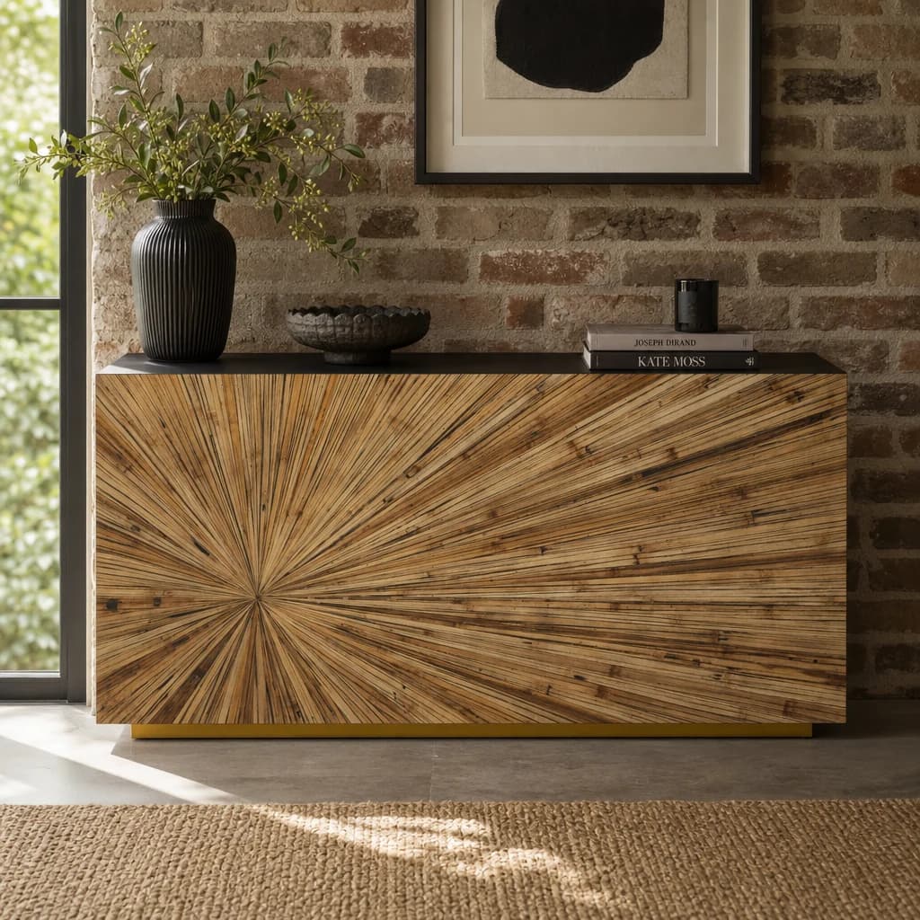 Gabelle Ebony and Natural Bamboo Console Table - Tables, photo 1 of 7