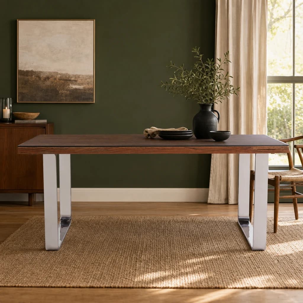 Kerala Recycled Natural Wood Dining Table with Curved Legs - Tables, photo 1 of 8