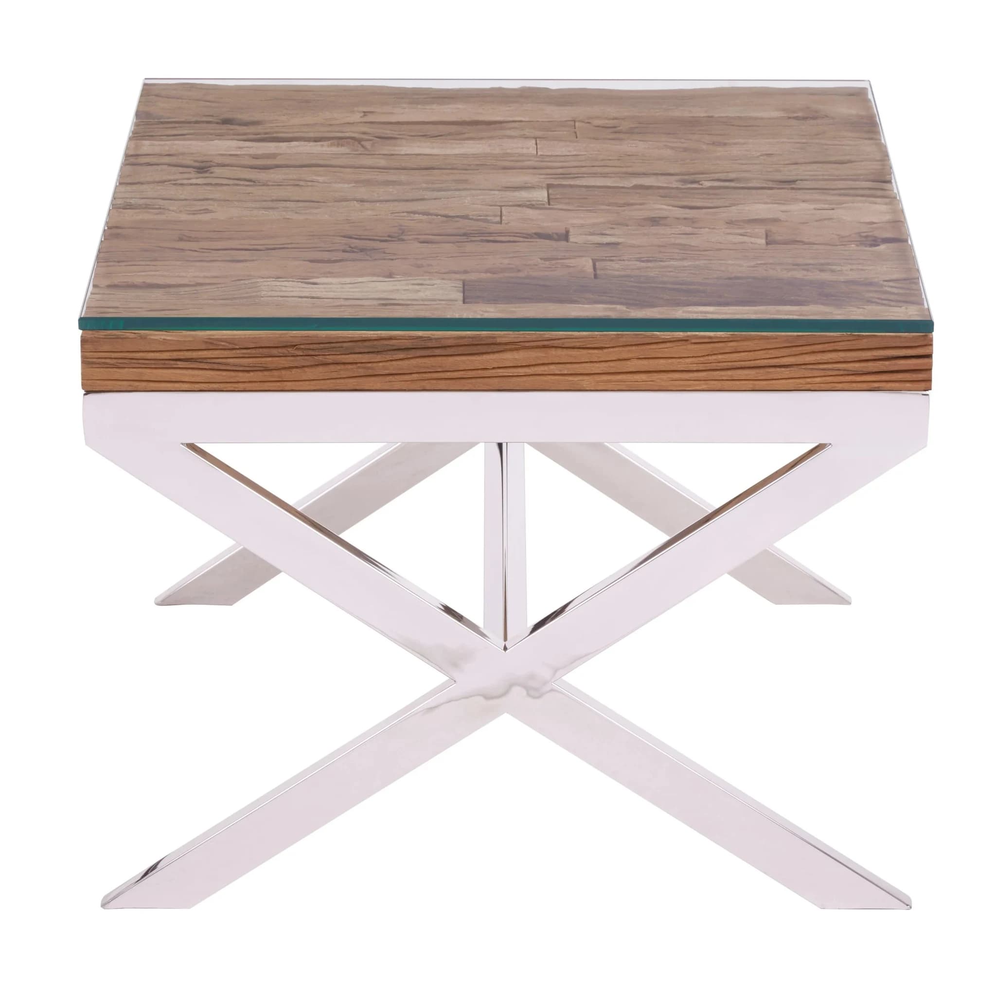 Kerala Large Recycled Natural Wood Side Table With Cross Base - Tables, photo 4 of 7