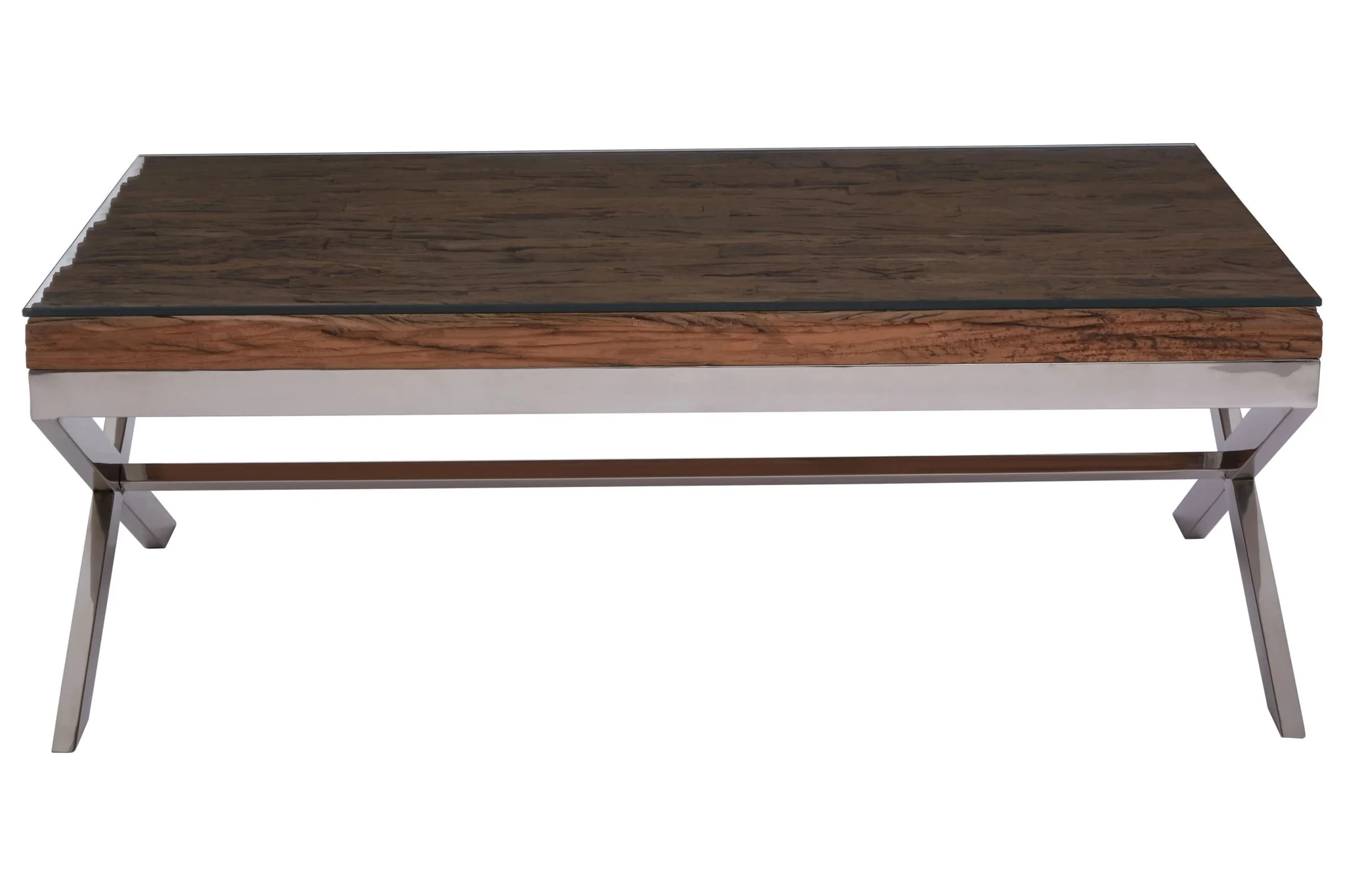 Kerala Natural Recycled Wood Coffee Table With Cross Base - Tables, photo 3 of 6
