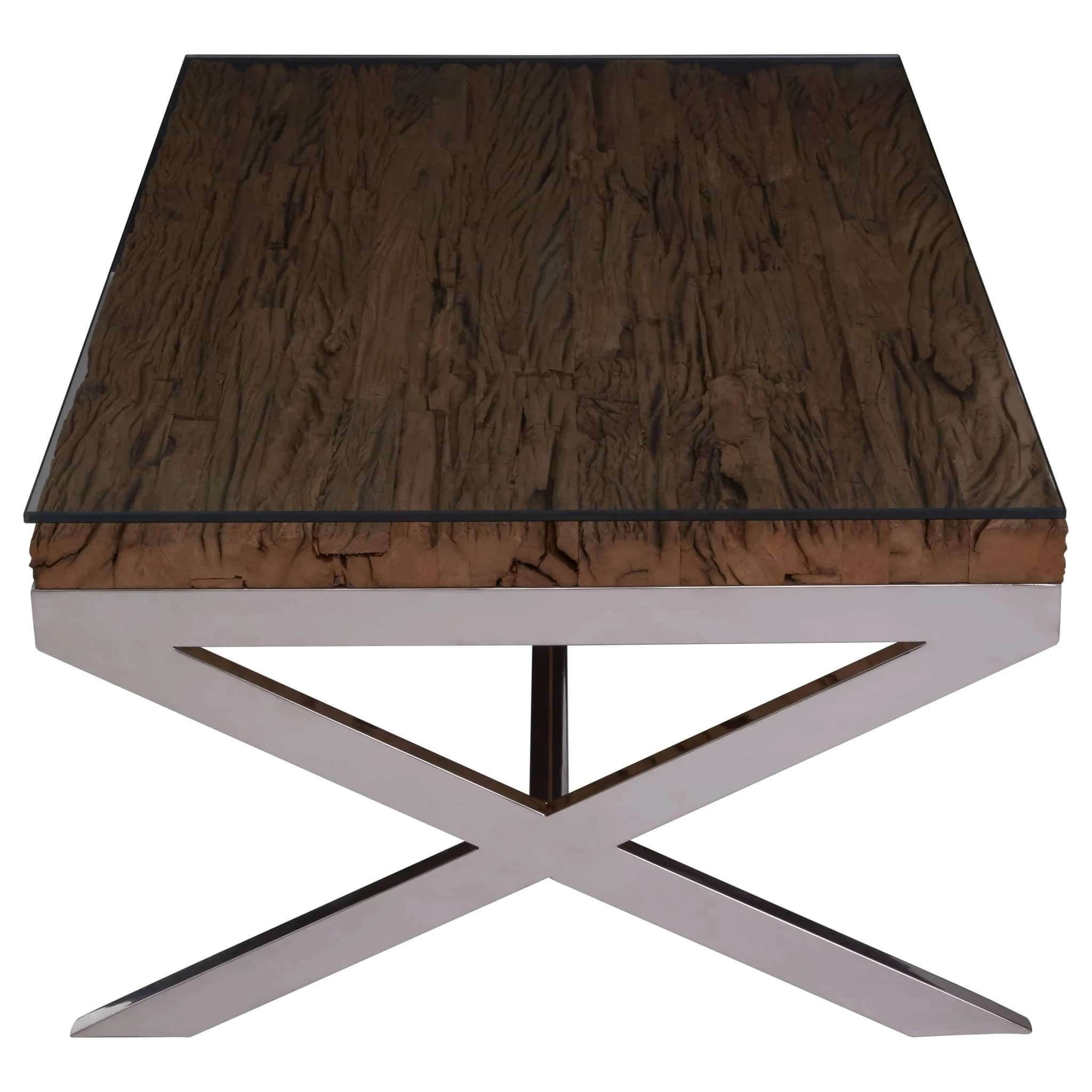 Kerala Natural Recycled Wood Coffee Table With Cross Base - Tables, photo 2 of 6