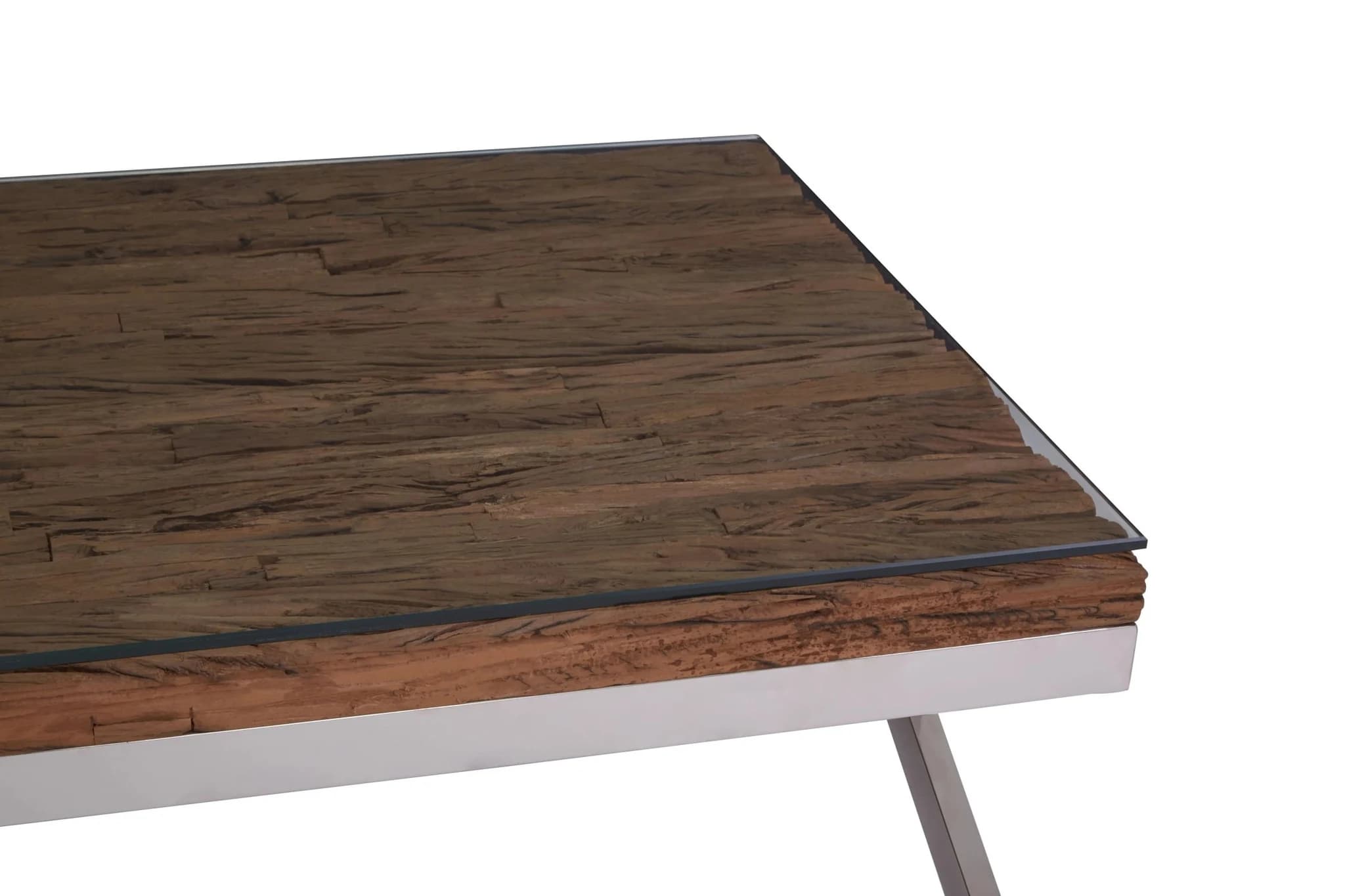 Kerala Natural Recycled Wood Coffee Table With Cross Base - Tables, photo 4 of 6