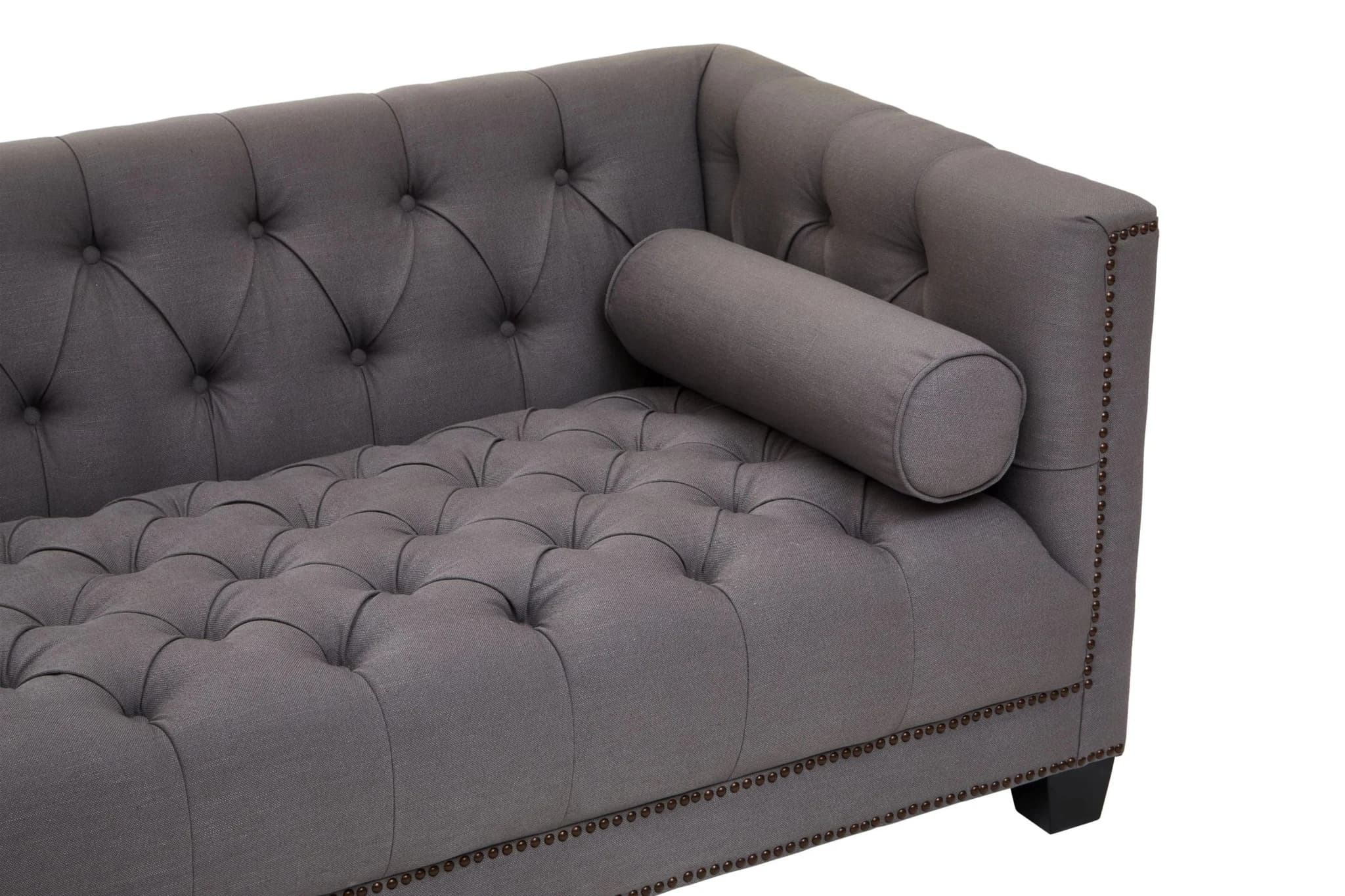 Surina Grey Fabric 3 Seat Modern Chesterfield Sofa - Seating, photo 7 of 8