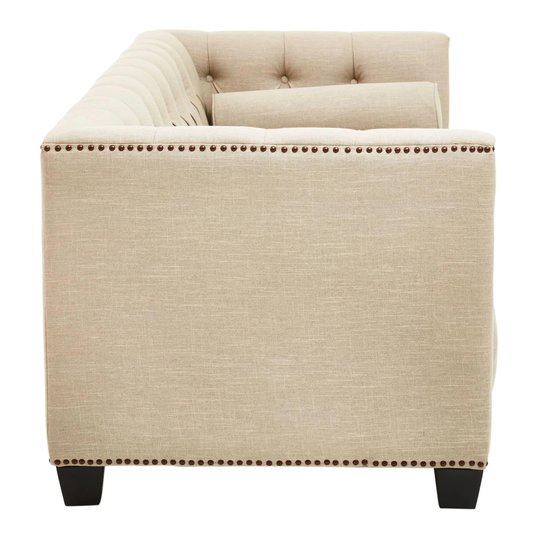 Surina Stone Fabric 3 Seat Modern Chesterfield Sofa - Seating, photo 3 of 8