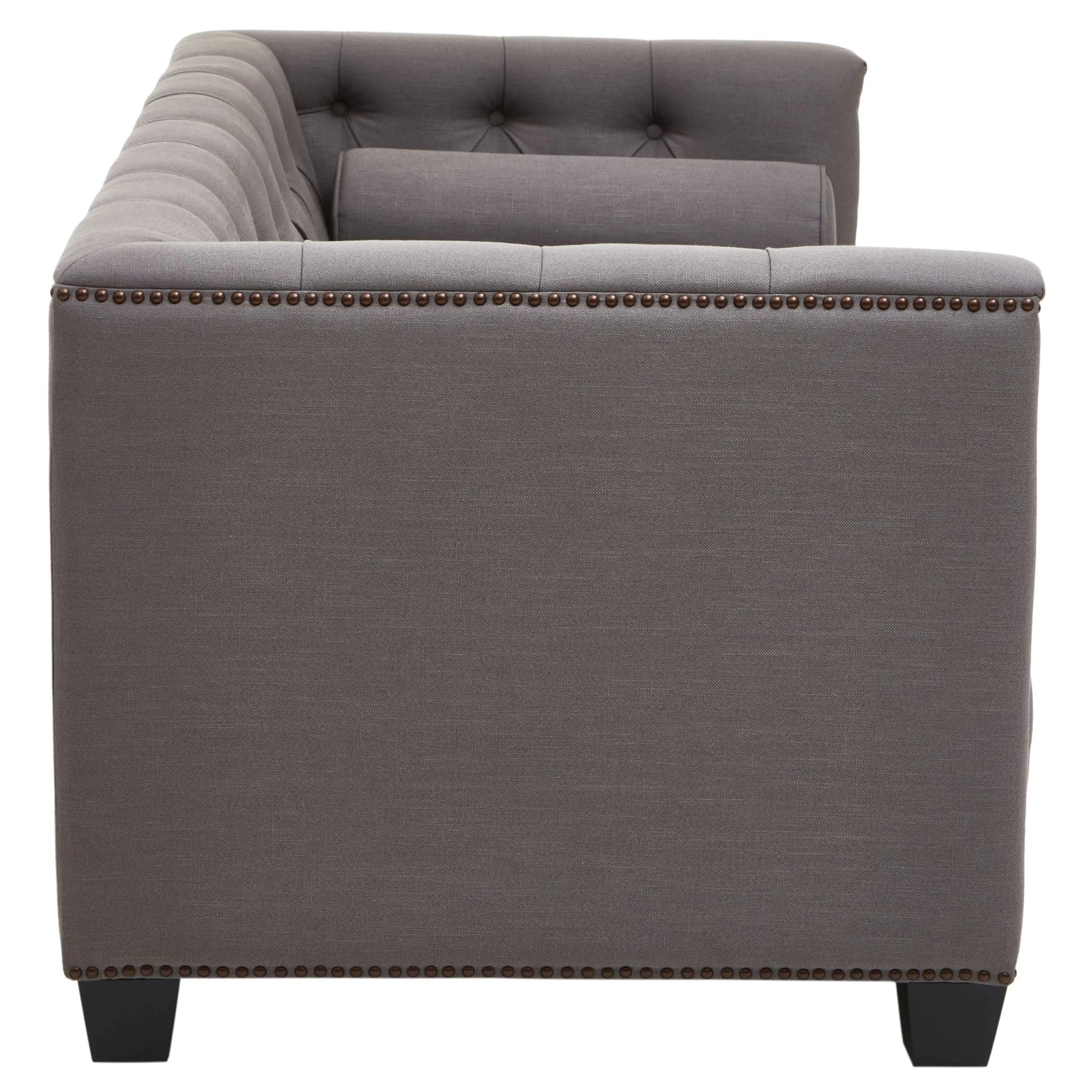 Surina Grey Fabric 2 Seat Modern Chesterfield Sofa - Seating, photo 3 of 8