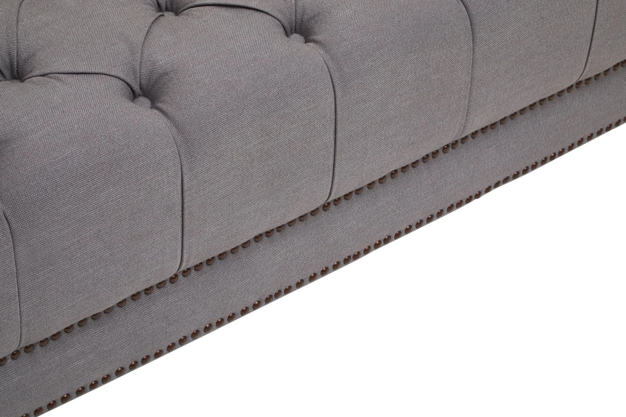 Surina Grey Fabric 2 Seat Modern Chesterfield Sofa - Seating, photo 8 of 8