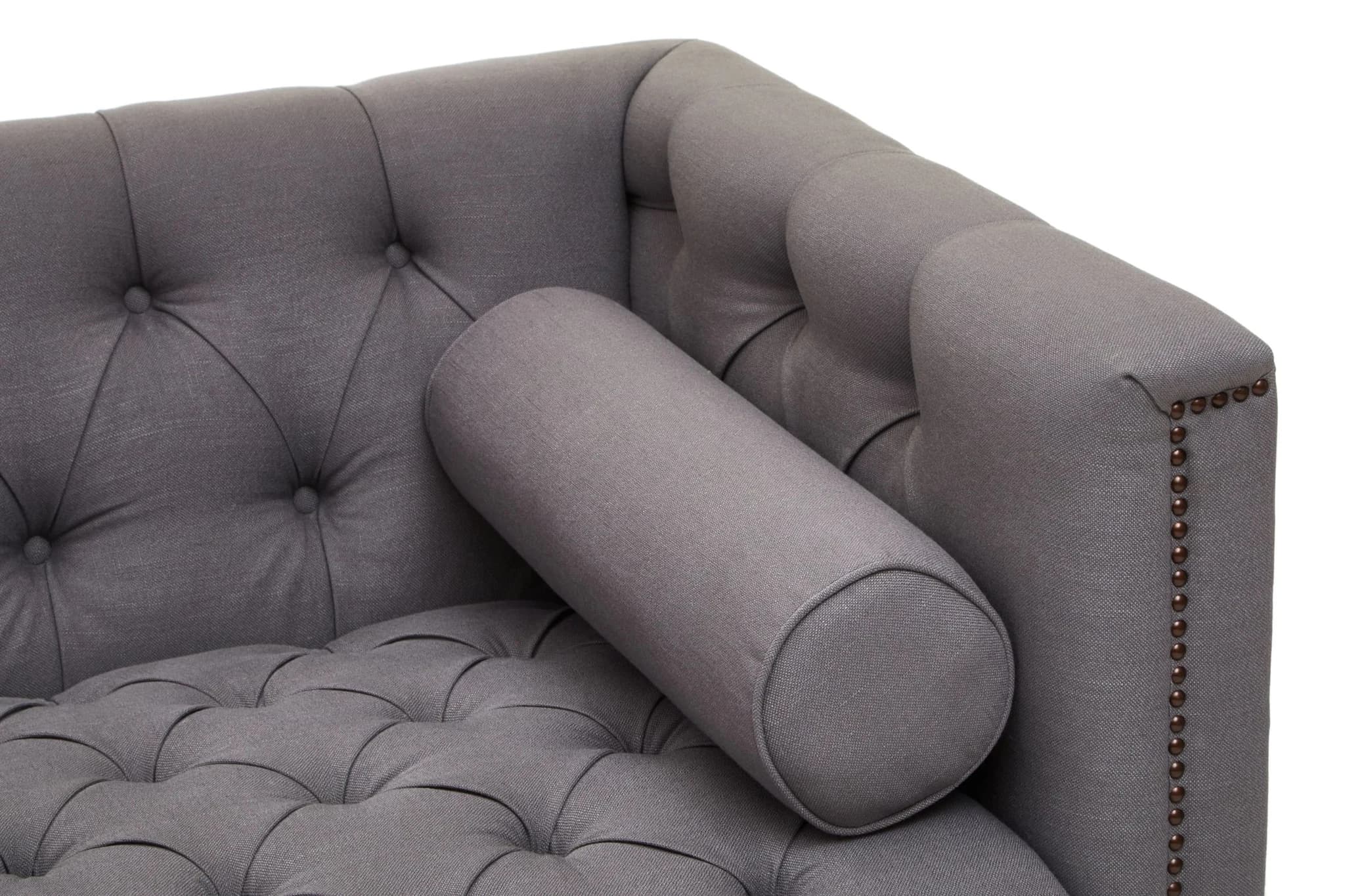 Surina Grey Fabric 2 Seat Modern Chesterfield Sofa - Seating, photo 6 of 8