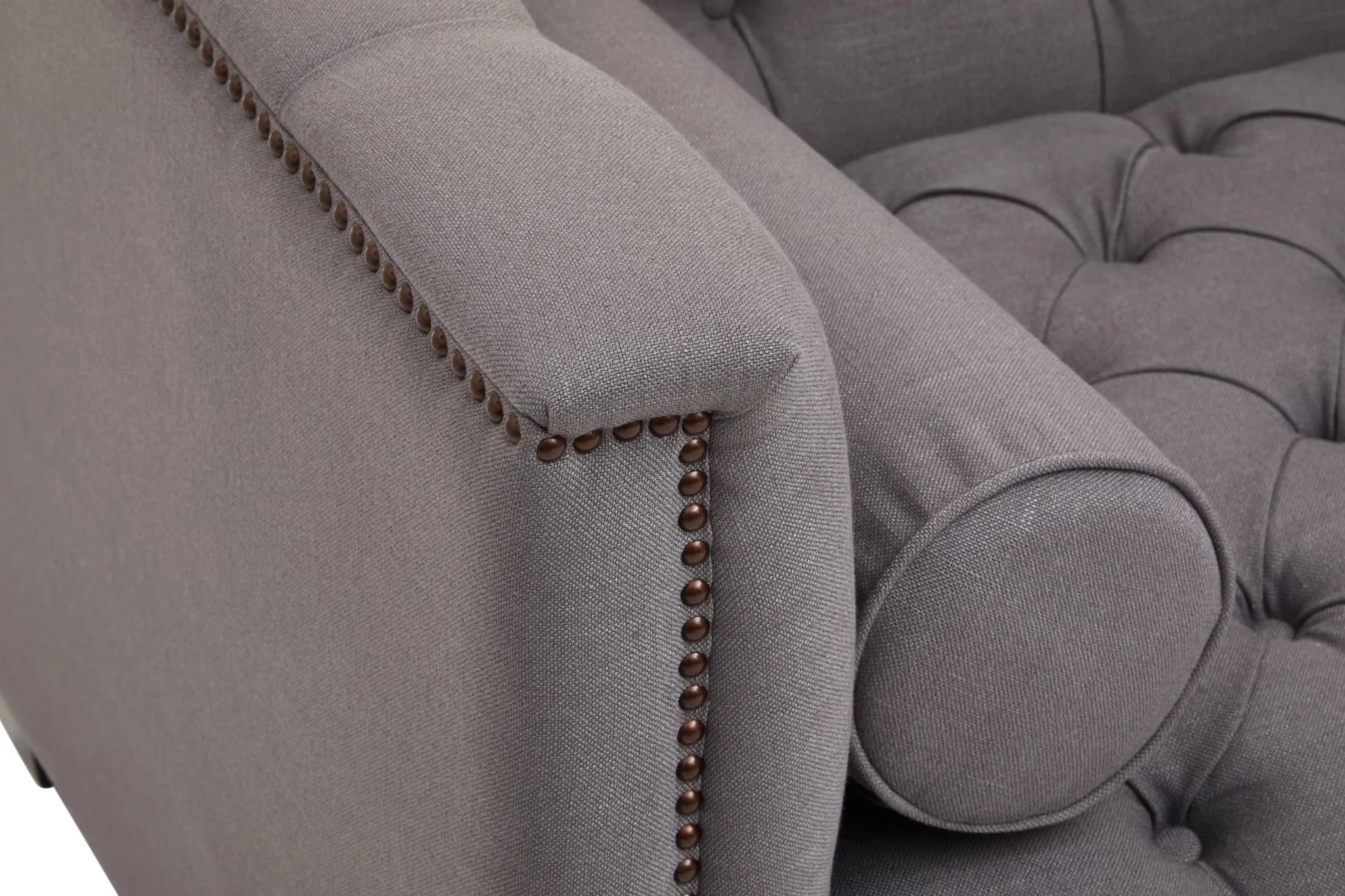 Surina Grey Fabric 2 Seat Modern Chesterfield Sofa - Seating, photo 5 of 8