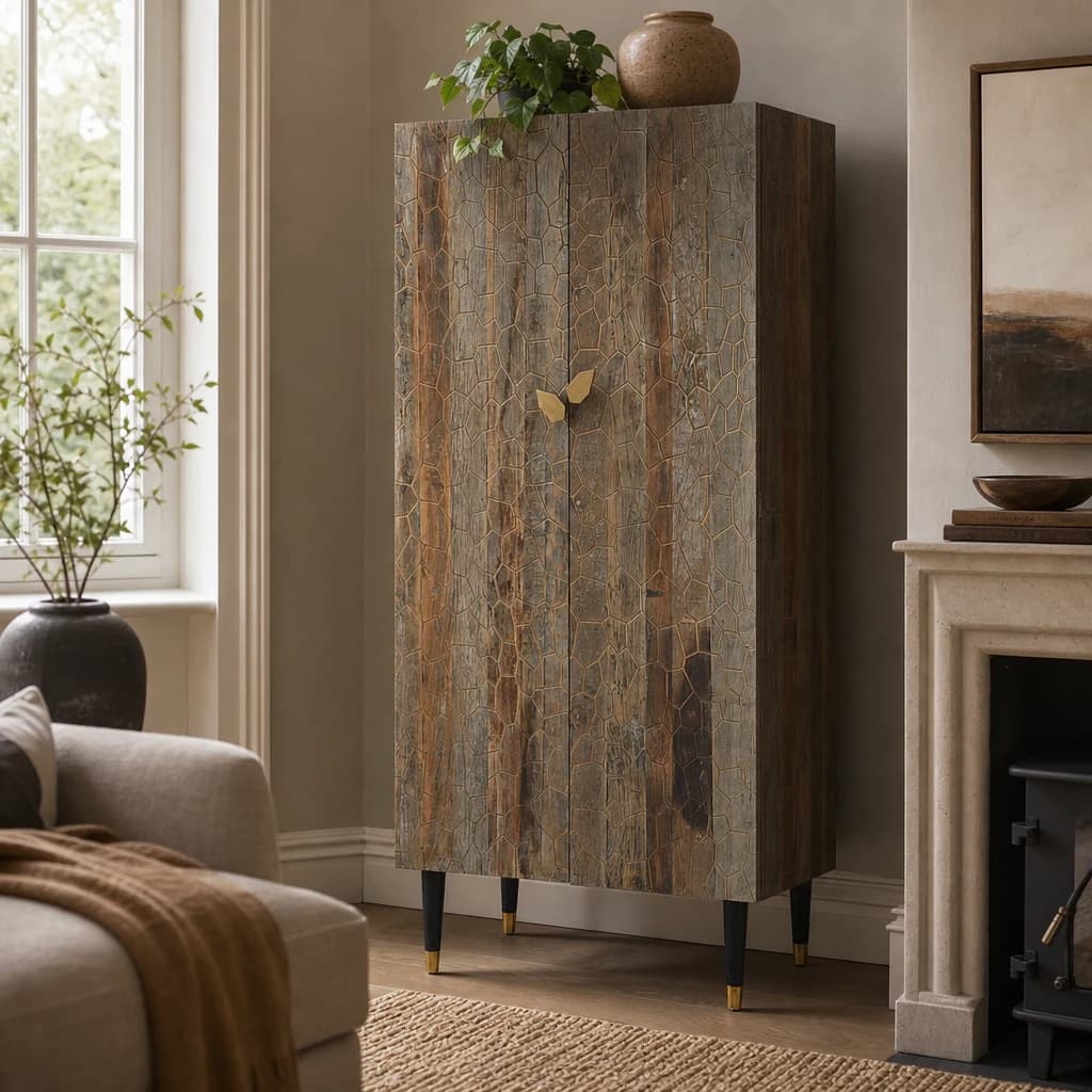 Malay Recycled Elm Wood Tall Cabinet - Bookcases & shelving, photo 1 of 8