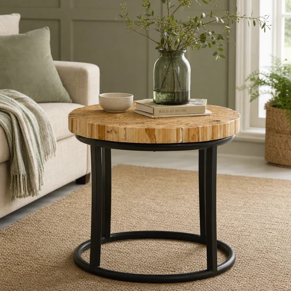 Malang Round Mosaic Teak Wood Coffee Table - Tables, photo 1 of 8